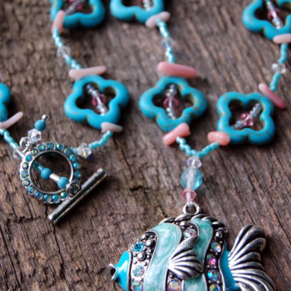 Artisan Crafted Bubble Blowing Fish Statement Nec… - image 7